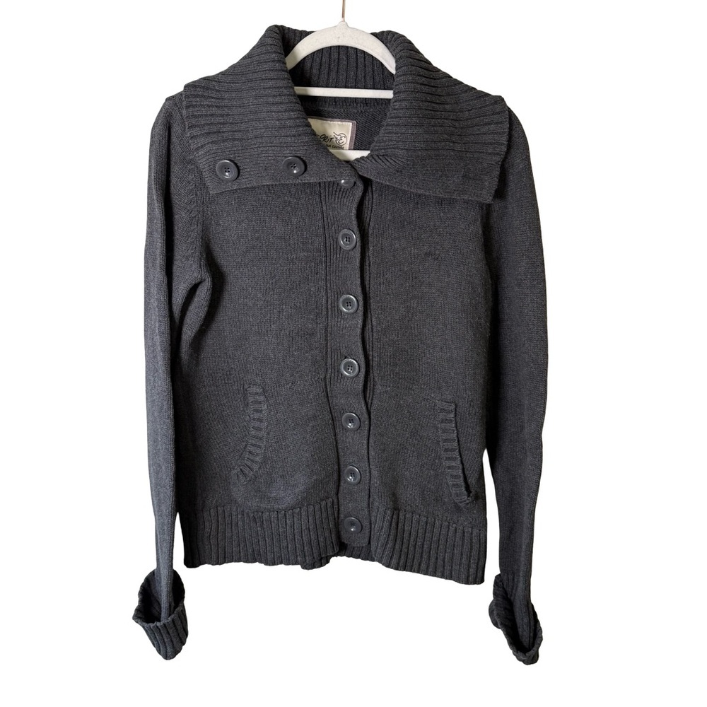 Esprit Dark Gray Knit Cardigan Size M Neutral Minimalist Cozy Fall Winter